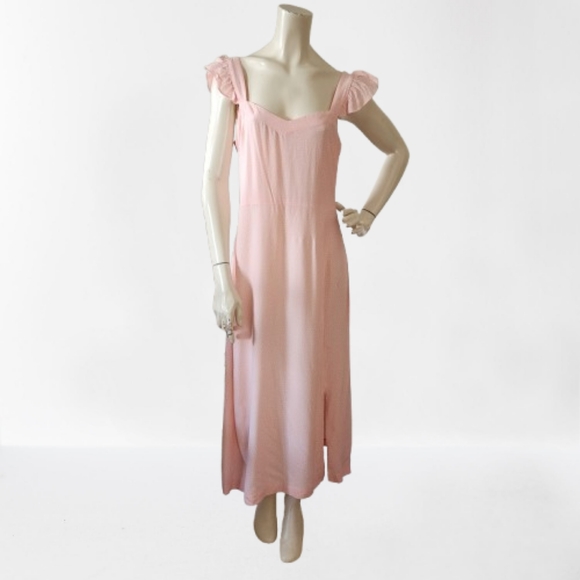 LOFT Midi Dress Womens 6 Pink Polka-dot Sleeveless NEW - Picture 2 of 9